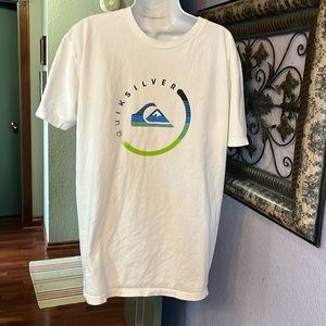 Coolest Quicksilver Mens white Logo GraphicSS Tee Sz L